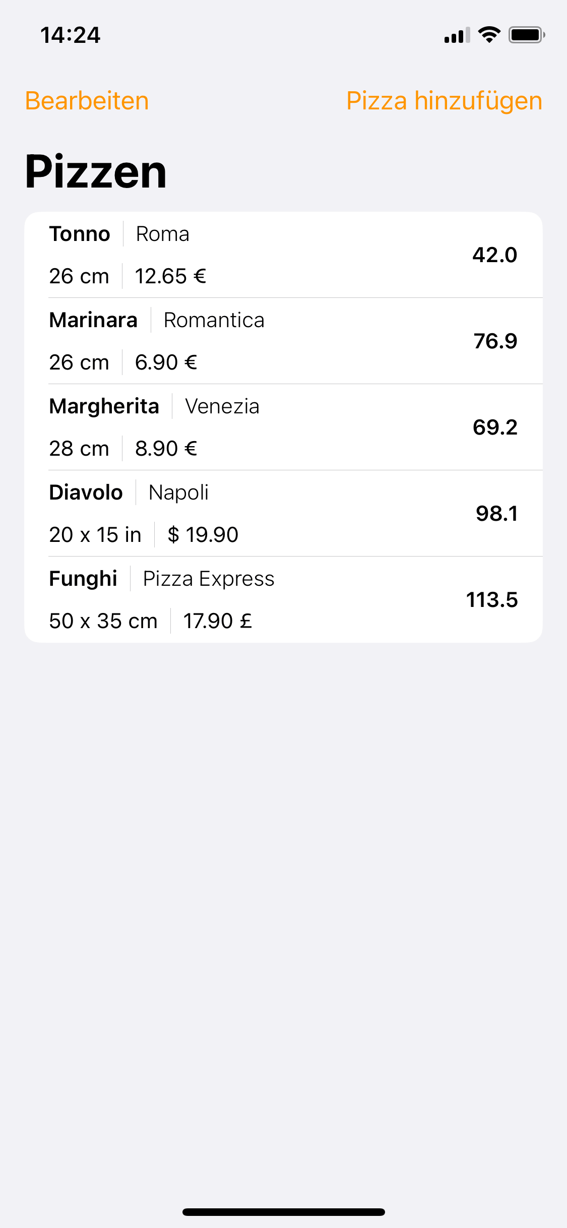 Pizza - Preis Leistung Screenshot